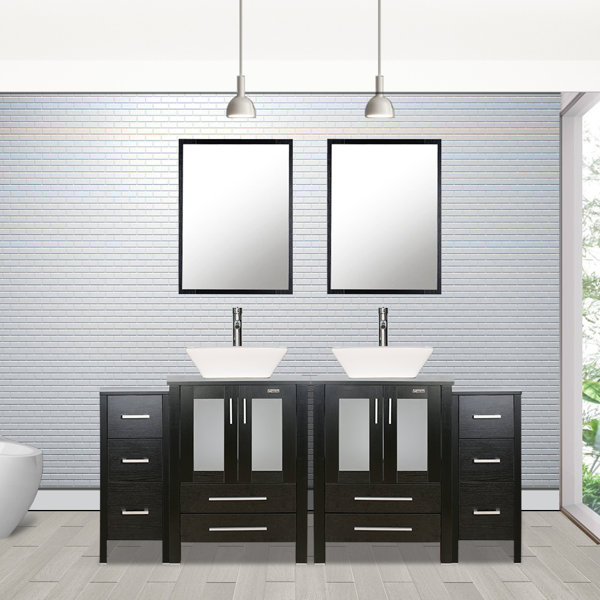 Latitude Run® Aidien 72’’ Double Bathroom Vanity Set with Ceramic ...